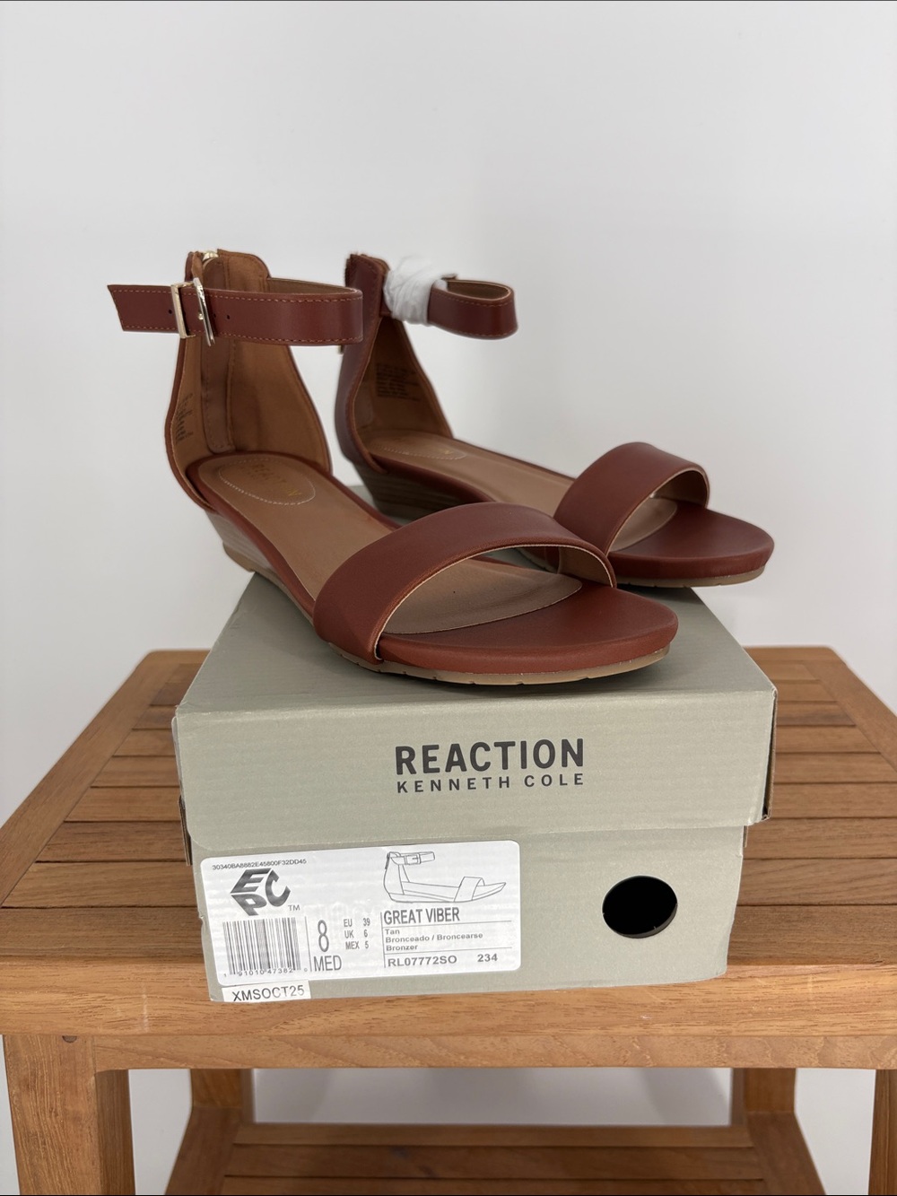 New Kenneth Cole Reaction 'Great Viber' Brown Ankle Strap Sandals